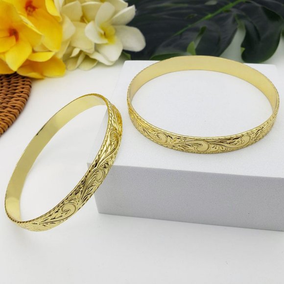 10m Gold Hawaiian Heritage Bangle Bracelet - Picture 6 of 8